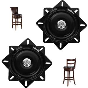 2 Pack 6 Inch Heavy Duty Bar Stool Swivel Replacement for Recliner Chair, Square Swivel Mechanism for Furniture, Seat Swivel Base Bar Stool Swivel Mount Plate, Ball Bearing Swivel Boat Seat, Black