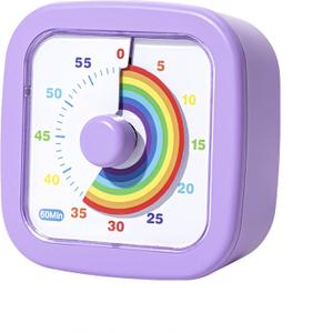 Kids Visual Timer Cute Rainbow - 60 Minute Countdown Timer Time Management for Kids and Adults, Timer for Cooking Classroom Meeting (Purple)