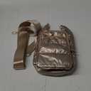 WanderFull HydroBag® HANDLE, Zipper for Handle, 40 oz Water Bottle Holder w/ Strap, Crossbody Water Bottle Carrier Bag w/ Phone Pocket, Tumbler Accessories - Gold Shiny w/ Vegan Leather Trimmed Strap