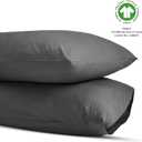 Bioweaves 100% Organic Washed Cotton Percale Weave Pillow Cases Standard Size GOTS Certified Queen Pillow Covers, Envelope Closure  Set of 2, Castle Rock