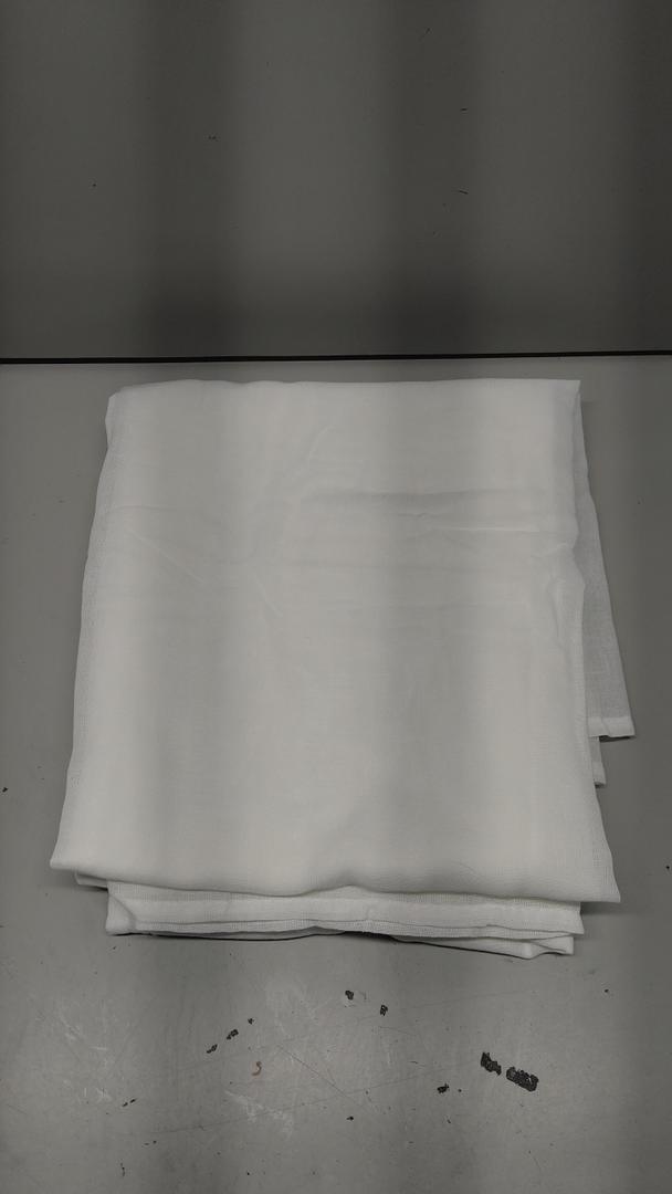 White Linen Curtains 46 Inches Long for Short Windows, Bronze Grommet Light Filtering Drapes for Bedroom Bathroom Kitchen Lightweight, 2 Panels, 52x46 Inch