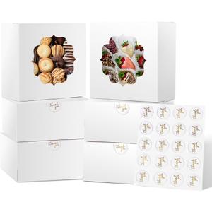30 Pcs Bakery Boxes 6-In with Windows, Cookie Boxes White for Chocolate Covered Strawberries, Treats, Donuts, Cupcakes, and Candy Gift Giving 6x6x3 Inch