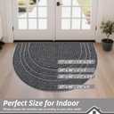BEQHAUSE Dirt Trapper Door Mat 17" x 30" Half Circle Non-Slip Washable Doormats Entrance Rugs Absorbent Welcome Low Profile Floor Mats for Front Back Door and Entryway, Charcoal
