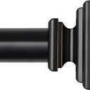 KAMANINA Black Curtain Rods for Windows 48 to 84 Inches, 1 Inch Curtain Rod 32 to 86 inch(2.6-7.1ft), Single Drapery Rods with Square Finials
