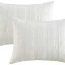 HORIMOTE HOME 100% Cotton Quilted Pillow Shams King Size, Cream Pre-Washed 2 Pack 20" x 36" Cozy Pillowcases, Breathable Stitching Pillow Cases Cover Decorative for Bed in Geometric Pattern