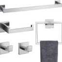 Bathroom Towel Bar Set 5 Pieces Brushed Nickel Square Modern Bathroom Hardware Set,Stainless Steel Wall Mounted 23.6-Inch