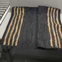 GRUHUM Jute Runner Rug 2'6"x4' ft Natural Fiber Black Rectangular Jute Area Rug Leather Handwoven Boho Farmhouse Braided Rustic Vintage Ecofriendly Rug Kitchen Livingroom Bedroom Hallways Enterways