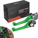 JFG RACING Dirt Bike Foldable Clutch Brake Levers, Clutch Lever Breakaway Levers for KX65 00-24/KX85 01-24/KX100 01-21/KX250 00-04/KX125 00-05/KX112 22-24/KX500 KX250F 2004-Green