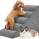 5-Step Dog Stairs for 23 Inch High Beds & 20-30 Inch Couch Bed, Non-Slip Balanced Indoor Pet Ramp Stairs for Small Old Large Dogs Cats to Get on Bed 30D