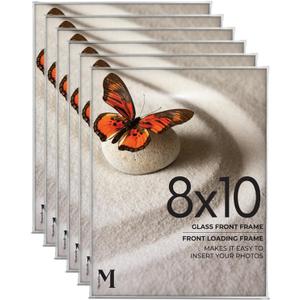 Mantello Clear Acrylic Frame - 8x10 Acrylic Picture Frames, Set of 6 - Modern, Minimalist Front-Loading Photo Frame - Wall Mount or Desktop Stand - for Home, Office, or Business Display, 6-Pack