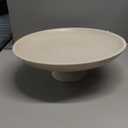 YMXYJM Modern Resin Pedestal Decorative Bowl, Large Fruit Bowl for Kitchen Counter, Stylish Key Bowl for Entryway Table, Beige