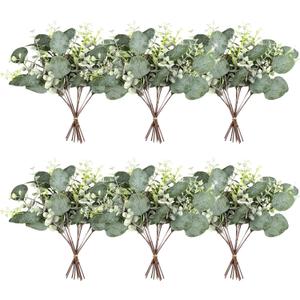 40 Pcs Artificial Greenery Eucalyptus Stem Silver Dollar Leaves Baby Eucalyptus Leaves Suitable for Family Wedding Vase Centerpieces Bouquet Flower Arrangement