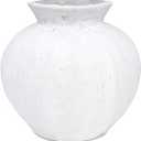 Grey Textured Ceramic Vase – Embossed Tall Decorative Vase for Home Décor, Table Centerpiece, Rustic Boho Farmhouse Style – 12” Wide x 11.8” High