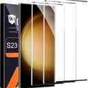 3 Pack HD Clear Tempered Glass Screen Protector for Samsung Galaxy S23 Ultra 5G, Fingerprint Unlock, 3D Curved, Scratch Resistant, Bubble-Free