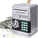 Piggy Bank for Boys Girls, Electronic Money Saving Box Cash Coin Can ATM Bank for Boys Girl Age 3 4 5 6 7 8 9 10 11 12 Birthday Toys Gifts (Silver)