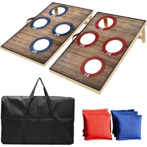 Corn Hole Toss Game for Adults 24x16 Inch Set - Portable Cornhole Board Set with Scoring Target Area, Bean Bags & Carrying Case | Family Kids Outdoor Backyard Beach Lawn Games