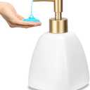 Ceramic Hand Soap Dispenser Liquid for Bathroom, Lotion Dispenser with Rust-Proof Plastic Pump for Kitchen 500ml/16.9oz (pyramid, White)