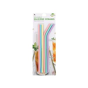 Biosmart 6 Reusable Silicone Straws W/Cleaning Brush