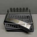 KitchenAid Compact Space Saving, Dish Rack with Removable Flatware Caddy and Angled Self Draining Drainboard, Satin Gray, 15-Inch-by-13.25-Inch