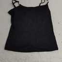 PUMIEY Women's Square Neck Tank Top Adjustable Spaghetti Straps Sleeveless Basic Tops Sharp Collection (Medium, Jet Black)