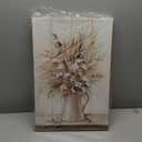 ForJoy Cotton Bouquet Pictures Wall Decor White Cotton Flowers Wall Art for Farmhouse Bedroom Decor Wood Texture Botanical Wall Decor 16x24