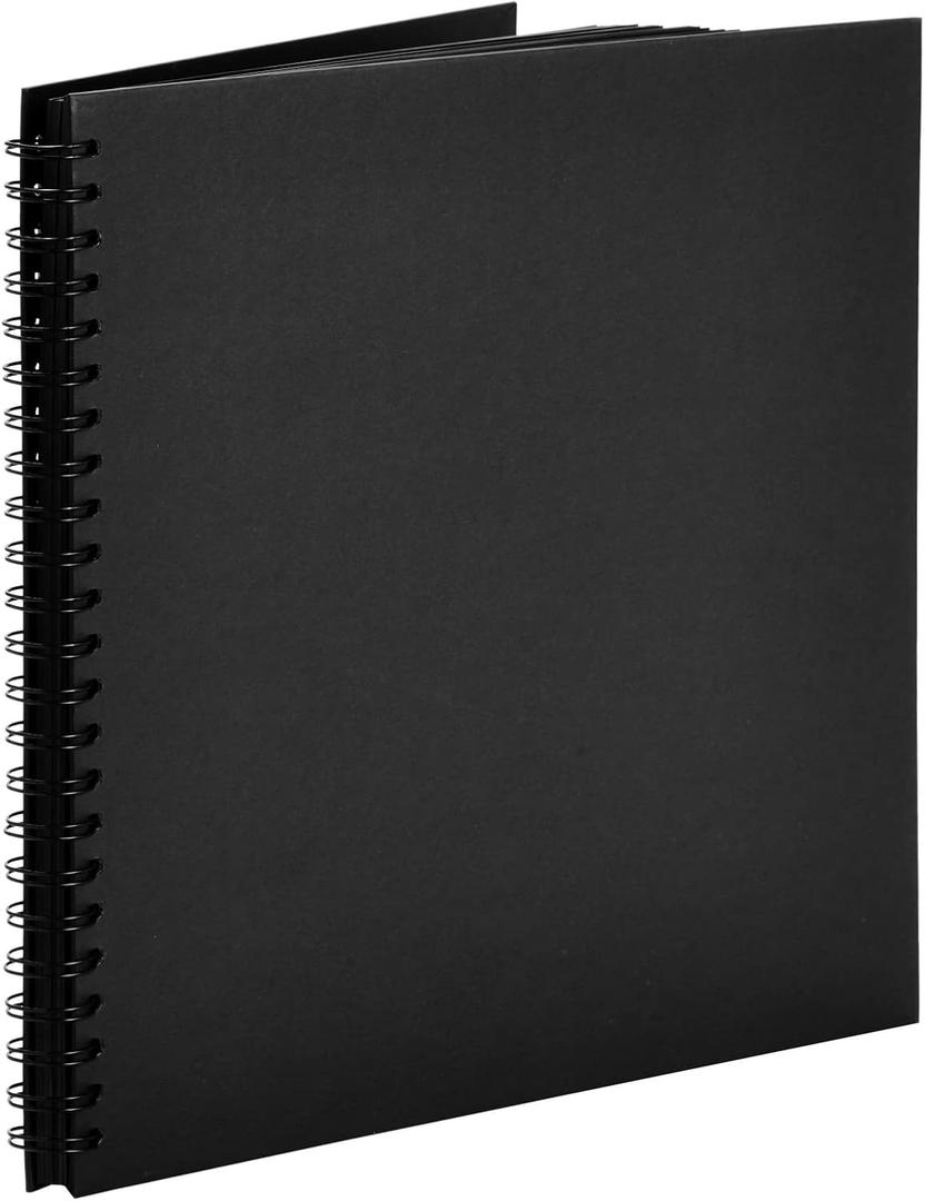 Paper Junkie Scrapbook 12x12 Album - 12 x 12 In, Black Hardcover, 40 Sheets (80 Pages) - Spiral Bound Black Scrapbook for Crafts