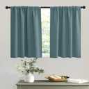 RYB HOME Bathroom Curtains Room Darkening Privacy Small Window Curtains for Bedroom Kitchen Basement RV Camper, Wide 42 inches x Long 30 inches, Teal Blue, 2 Panels