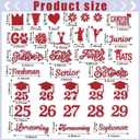 48 Pcs Homecoming Mum Glitter Cut Out Sticker Senior Die Cut Stickers Homecoming Mum Supply Prom Corsage Placard Flowers Embellishment Centerpiece Accessories Game Dance Decor(Red Silver)