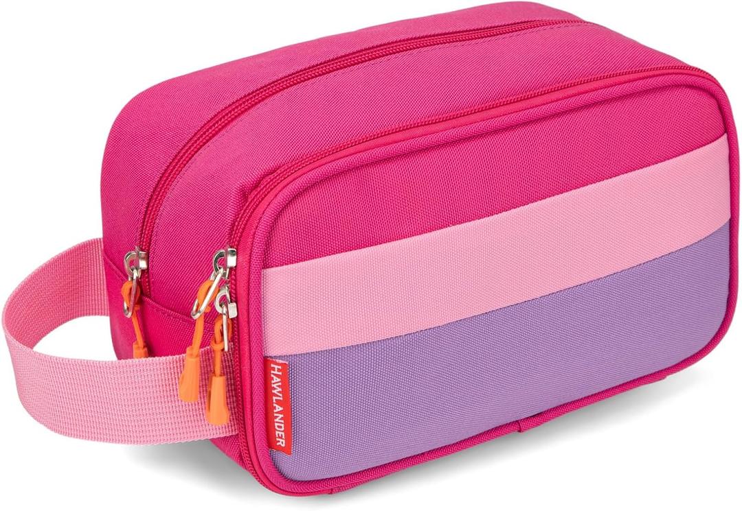 Kids Toiletry Bag for Travel, Small Size for Boys or Girls, With Carry Handle (Rose Purple)