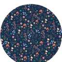 Spring Summer Floral Tablecloth Round 70 Inch Farmhouse Navy Blue Background Wildflower Round Tablecloth Polyester Washable Table Cover Table Cloth for Kitchen Dining Room Picnic Patio Party