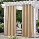 NICETOWN Outdoor Curtains for Patio Waterproof 95" L, Blackout Gazebo Curtain for Pergola/Porch Weatherproof, UV & Privacy Protection Outside Drape, 52" Wide, 1 Panel, Biscotti Beige