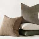MIULEE Decorative Linen Check Euro Shams Throw Pillow Covers Neutral Farmhouse Vintage Pillow Covers 22x22 Set of 2 Boho Modern Winter Home Decor for Sofa Couch Bedroom Cushion Light Brown