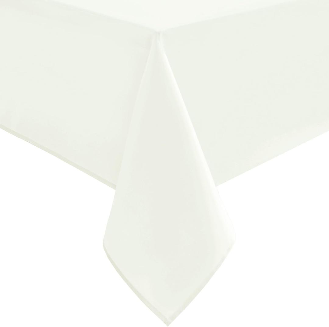Hiasan Tablecloth for Rectangle Tables - 70 x 140 inch - Waterproof, Spillproof & Wrinkle Resistant Washable Polyester Table Cloth for Dining/Party/Outdoor Picnic, Ivory