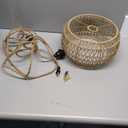 Plug in Pendant Light Rattan Hanging Lamp Pendant Light with on/Off Switch Rattan Woven Shade Hanging Lamp Plug in for Living Room Bedroom Farmhouse (Drum)