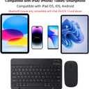 Rechargeable Bluetooth Keyboard and Mouse Combo for iPad, Ultra-Slim Portable Wireless Mouse Keyboard for iPad Pro Air Mini iPhone Samsung Tablet Cell Phone Android, iPadOS/iOS 13 and Above (Black)