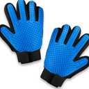 Pets First Dog Grooming Gloves Best Professional Deshedding, Brushing, Cleaning Mitt Tool for Small, Medium or Large Dogs & Cats. Fur & Hair Remover. Prevents Matted Coats. Soft Rubber Bristle Brush