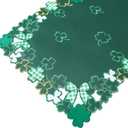 Chlophy St Patricks Day Table Runner 72 inch Embroidered Clover Shamrock St Patricks Day Table Runner Green Cutwork St Patricks Table Runner Spring Kitchen Dining Table Decoration