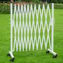 Metal Expandable Barrier, 11 Feet, Portable Safety Barrier, Mobile Accordion Fence Outdoor for Wide Openings, Garage, Yard, Retractable Driveway Gate, 1-PC (White)