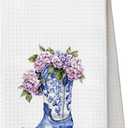 Chinoiserie Western Kitchen Towels, Hydrangea Floral Chinoiserie Cowgirl Boots Decorative Tea and Dish Towels, Cowgirl Gifts for Women, Western Hand Towels for Bathroom, 16x24 Inch