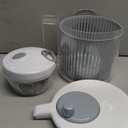 Salad Spinner with Chopper Set2.5Qt Lettuce Spinner with Built-in Colander and Measuring Cup BowlSmall Plastic Fruit Cleaner Pasta Dryer Herb CleanerSingle Serve Quick Veggie Prepping Set (Gray)