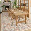 DUKINO 6x9 Area Rug, Vintage Floral Washable Rugs for Living Room, Beige | Non Slip, Low Pile, Non-Shedding, Stain Resistant Soft Large Carpet for Bedroom Home Office Dining Room Farmhouse, Home Decor