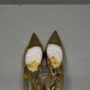 GENSHUO Women's Slingback Kitten Heel Pointed Closed Toe Stiletto Pumps Slip on Elastic Strap Wedding Party Dress Sandals Shoes 8.5