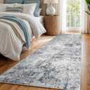 3x7 Washable Hallway Runner Rug Abstract Non-Slip Mat with Rubber Backing Indoor Modern Runner Rugs Low-Pile Soft Carpet for Kitchen, Bedroom, Entryway, Hardwood (Blue Gray, 3x7)