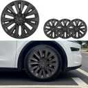 for Tesla Wheel Cover Cap 19 inch Hubcaps for Tesla Model Y (2020-2024) Rim Protector Replacement Cover Full Rim Cover Matte Black ABS Hubcaps (New Turbine Style, 19 inch)