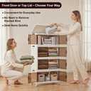4 Tier Stackable Storage Bins with Lids, 96QT Large Capacity Storage Cabinet (24QT Per Tier), Foldable Closet Organizer with Wheels and Front Opening Doors for Clothes, Toys, Pantry, Bedroom