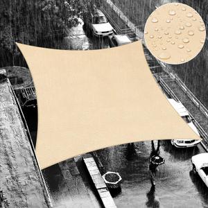 ShadeMart 14' x 14' Beige Square Waterproof Sun Shade Sail Canopy Awning, 95% UV Blockage & Water Resistant smTADS14, Outdoor Backyard Patio Garden Carport - We Make Custom Size