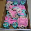 Sportneer Children's Roller Skates with Protective Gear Adjustable Roller Skates with 8 Luminous Wheels for Girls Children Youth Beginners Indoor and Outdoor Use