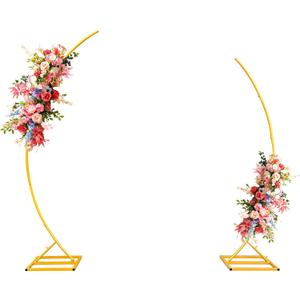 Metal Open Arch Backdrop StandHalf Moon Arch Stand Set of 2,Wedding Archs for Ceremony,Birthday,Wedding,Bridal Baby Shower,Anniversary,Floral Stand (Gold)