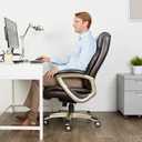 Amazon Basics Big and Tall Executive Office Chair with Lumbar Support, Adjustable Height, 360-Degree Swivel, 350-Pound Capacity, 28.5"D x 30.25"W x 47.9"H, Brown with Pewter Finish