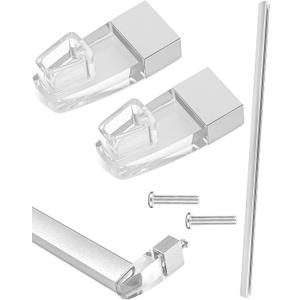 IWIWE 25" Long Chrome Framed Sliding Shower Door Towel Bar Kit - Clear Acrylic Brackets with Bright Chrome Sleeve, Replacement for Alumax/Basco Framed Sliding Glass Shower Door Towel Rod